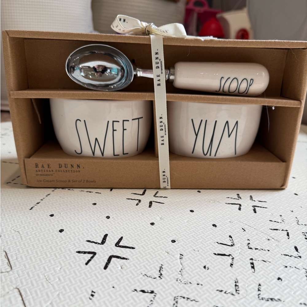 Rae Dunn White Sweet and Yum Bowl Set with Scoop